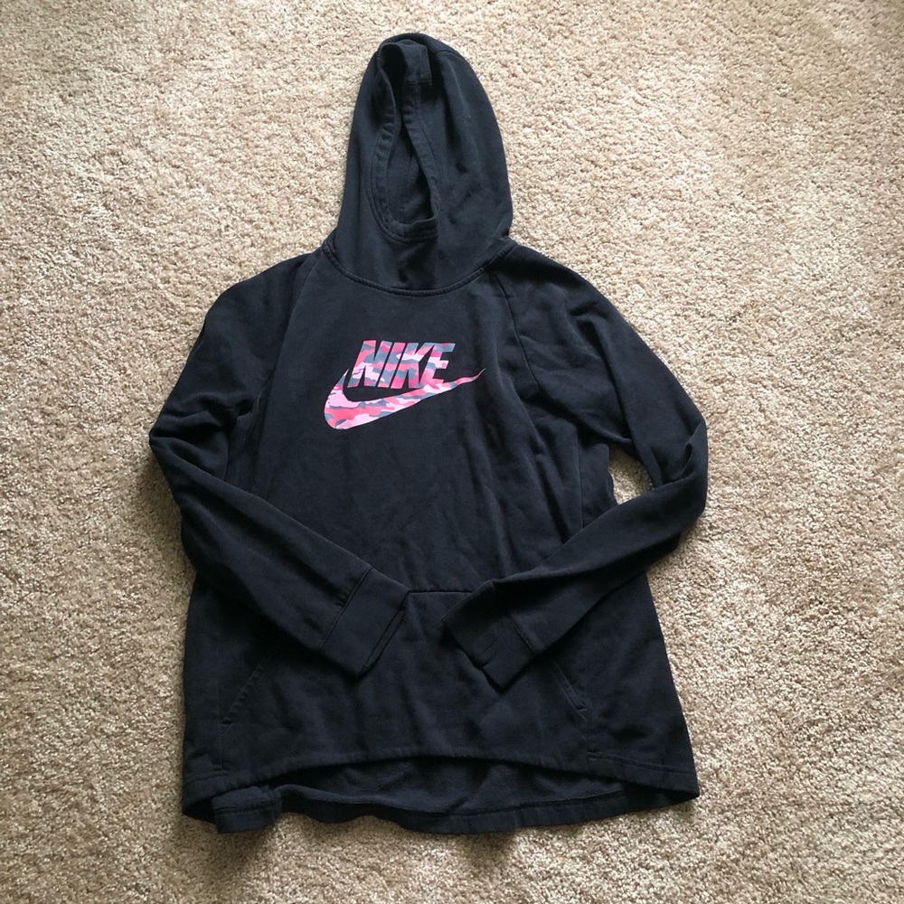 Girls XL Black Nike Hoodie pink accents swoosh